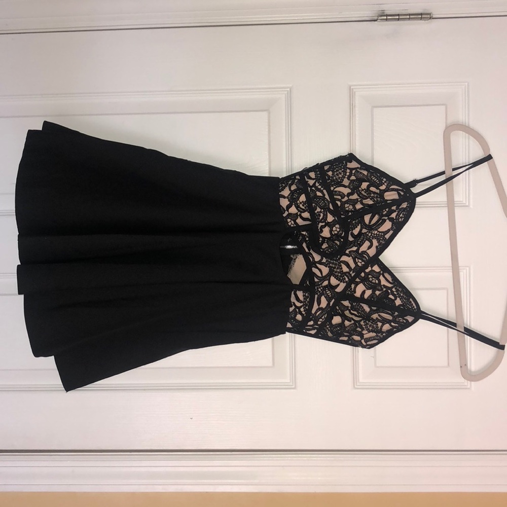 Black Lace Skater Dress